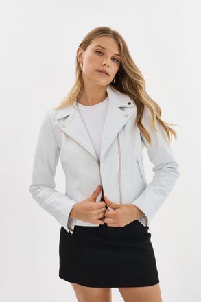 LaMarque Kelsey Leather Biker Jacket Champagne Hardware