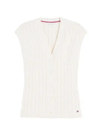 Tommy Hilfiger Mid Gg Cable Vest Cropped Gilet