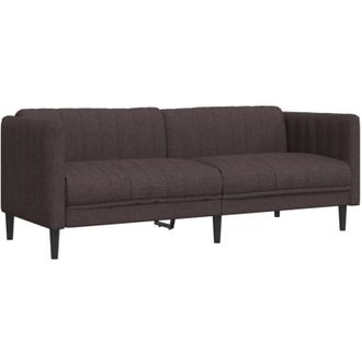 vidaXL Sof&aacute; De 3 Plazas Tela Marr&oacute;n Oscuro Vidaxl