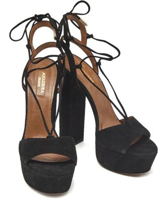 Aquazzura Austin Plateau lace-up sandals - Black