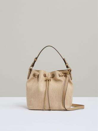 Reiss Natural Raffia Drawcord Bucket Bag