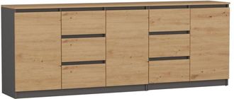 Hucoco COSTI - Long sideboard 3 doors + 6 drawers - 200x40x75 cm - Storage and filing units living room dining room