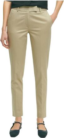 Brooks Brothers Stretch Katoenen Twill Advantage Chino - Dames - Slim Fit Broeken - Beige - S - Katoen - Broeken