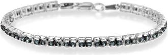 House of Brilliance Black Rhodium over Silver 1.0 Cttw Rose Cut Diamond Double-Link Tennis Bracelet in White at Nordstrom