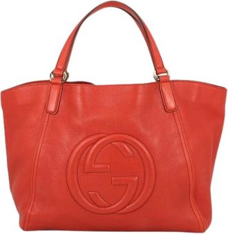Gucci Pre-owned Tote Bags, female, Orange, Size: ONE SIZE Pre-owned Vintage Leather Tote Bag