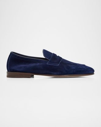 Brunello Cucinelli Men & apos;s Leather Apron-Toe Penny Loafers