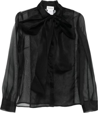 P.A.R.O.S.H. Blusa semi trasparente con fiocco - Nero