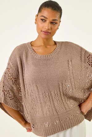Roman Stitch Light Knit Poncho