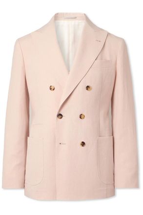 Brunello Cucinelli Double-Breasted Linen Suit Jacket