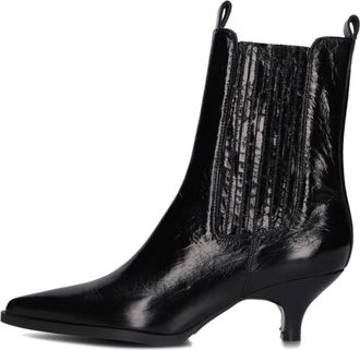 Lina Locchi Schoenen, Dames, Zwart, 37 EU, Leer, Zwarte Leren Enkellaarsjes AV 258