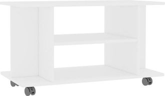 vidaXL Vidaxl - Mueble de tv con ruedas madera de ingeniería blanco 80x40x45 cm