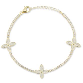 Glaze Jewelry Sterling Silver Triple Clover Tennis Bracelet