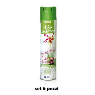 Trade Shop Trade Shop - Set 6 Pz Deodorante Per Ambiente Spray Profumo Casa Fresco 300ml Fiori Bianchi