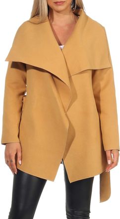 Malito more than fashion malito short Coat in the Waterfall-Design Jacket Trenchcoat Fleece Dufflecoat 3041 Women One Size (sand)