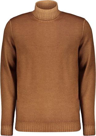 Moorer Warm Brown Sweater With A High Elegant Collar