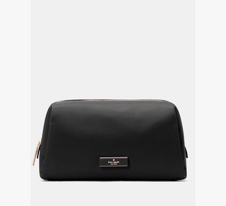 Kate Spade New York Womens Carter Nylon Cosmetic Pouch in Black | Nylon/Poly