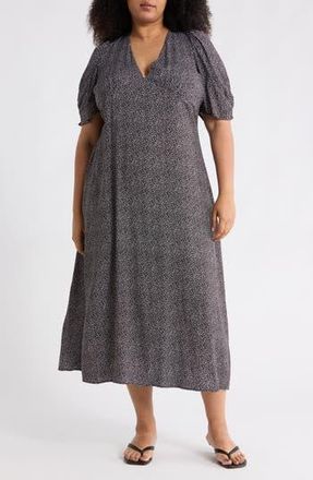 Renee C Dot Print Short Sleeve Maxi Dress in Black at Nordstrom Rack, Size 1X