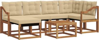 vidaXL Conjunto De Sof&aacute;s De Exterior 7 Uds. Natural Y Beige Vidaxl