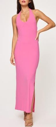 L*Space Skye Halter Rib Cover-Up Maxi Dress in Bubblegum Pink at Nordstrom Rack, Size X-Large