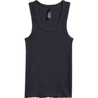SKIMS Cotton Rib Scoop Neck Tank in Soot at Nordstrom, Size Xx-Small