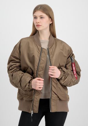 Alpha Industries Bomberjacke ALPHA INDUSTRIES CWU MA-1 Bomber NC Women, Damen, Gr. L/XL, grau (taupe), Obermaterial: 100% Nylon, Lining/F&uuml;llung: 100% Polyester, Jacken