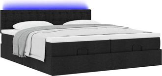 vidaXL Estructura De Cama Otomana Con Colchones Tela Negra 180x200cm Vidaxl