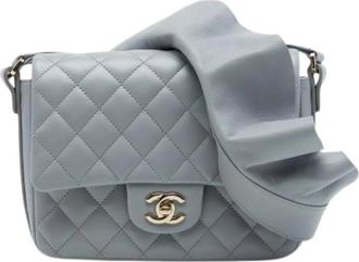 Chanel Pre-owned Leather chanel-bags - Dames - Vintage Schoudertas - Grijs - ONE Size - Vintage