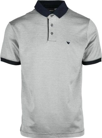 Emporio Armani White/Navy Classic Lycra-Cotton Polo Shirt