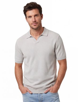 Gentiluomo polo grijs structuur katoen normale fit