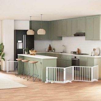 vidaXL Puerta De Perros Plegable 12 Paneles Madera &Aacute;lamo Blanca 960 Cm Vidaxl