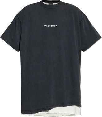 Balenciaga T-shirt met logo - Heren - T-shirts - Zwart - S - Katoen - Tops