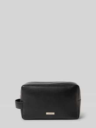 Calvin Klein Kulturtasche aus echtem Leder Modell Plaque in Black, Größe 1