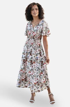 Yumi Botanical Print Midi Dress in Ivory at Nordstrom, Size 12