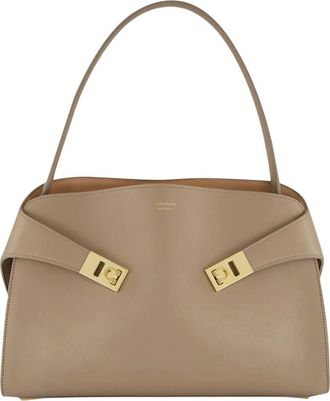 Ferragamo Hug Soft Schoudertas - Dames - Handtassen - Grijs - ONE Size - Leer - Tassen