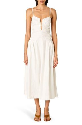 Nia Sawtelle Sleeveless Cotton Midi Dress in White at Nordstrom, Size X-Small