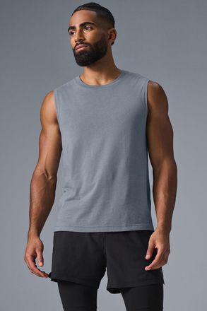 Alo | The Triumph Muscle Tank Top in Steel Grey, Size: Medium