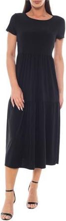 Tash And Sophie Short Sleeve Tiered Midi Dress in Black at Nordstrom Rack, Size X-Large