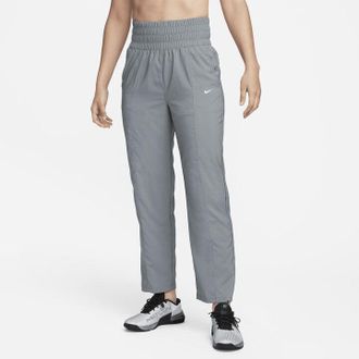 Nike Dri-FIT One Pants Womens Gray Ultra High-Waist Elastic Waist Active FTS434