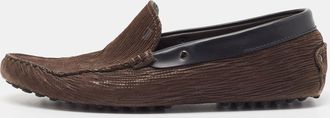 Tod's Tods Dark Brown Textured Leather Gommino Loafers