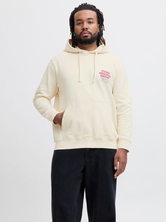 Jack & Jones Plus Size Kapuzensweatshirt JORMEADOWS SWEAT HOOD PLS, Herren, Gr. 4XL, weiss (antique wei&szlig;), angeraute Sweatware, Obermaterial: 100% Baumwolle, JACK & JONES PL