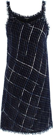 Chanel Blue Sheer Tweed Sleeveless Dress Size L