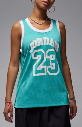 Nike Jordan 40th Anniversary Mesh Tank Jersey in Washed Teal/White/White at Nordstrom, Size Large