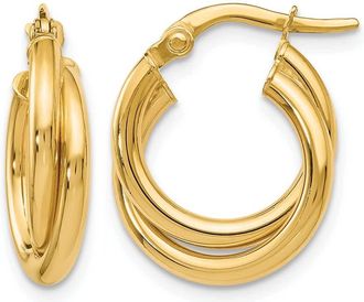 Diamond2Deal 14K Yellow Gold Twisted Double Hoop Earrings