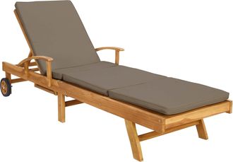 vidaXL Tumbona Con Coj&iacute;n 100% Poli&eacute;ster Y Teca S&oacute;lida Vidaxl