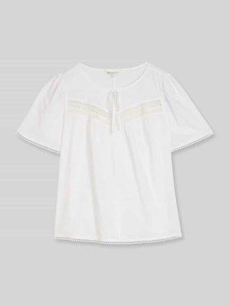 Tom Tailor Denim Regular Fit Bluse aus Baumwoll-Viskose-Mix mit H&auml;keldetails in Weiss, Gr&ouml;&szlig;e XS