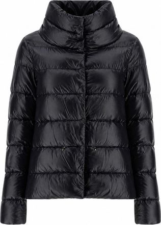 Herno Ultralight Black Nylon Puffer Jacket with High Collar