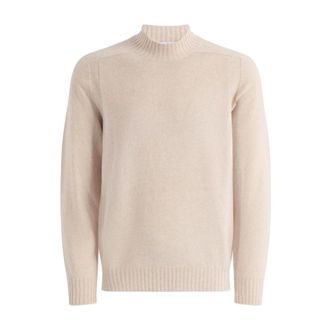 Gran Sasso Mock-neck trui - Heren - Truien - Beige - Maat: L Wol