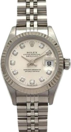 Rolex Pre-owned Datejust Roestvrij Staal Wit Goud Automatisch - Dames - Vintage Horloges - Wit - ONE Size - Vintage