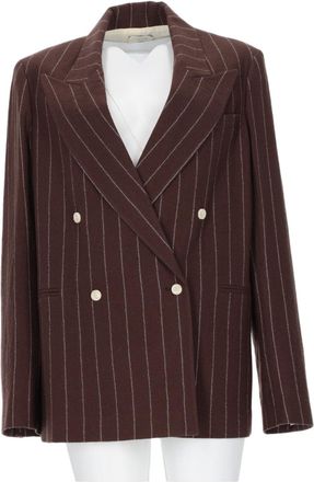 Alysi Double-Breasted Pinstripe Blazer with Bold Structure