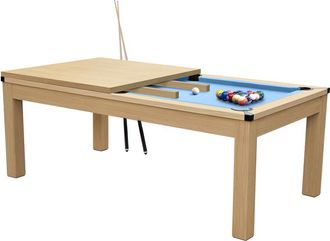 Rendez-Vous Déco Mesa de billar convertible madera clara alfombra azul claro